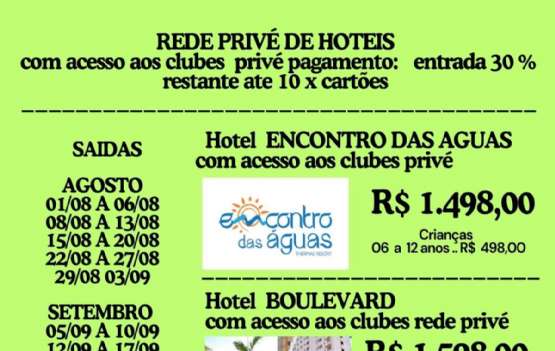 CALDAS NOVAS -  BAIXA TEMPORADA  REDE PRIVE DE HOTEIS BOULEVARD / RIVIERA 